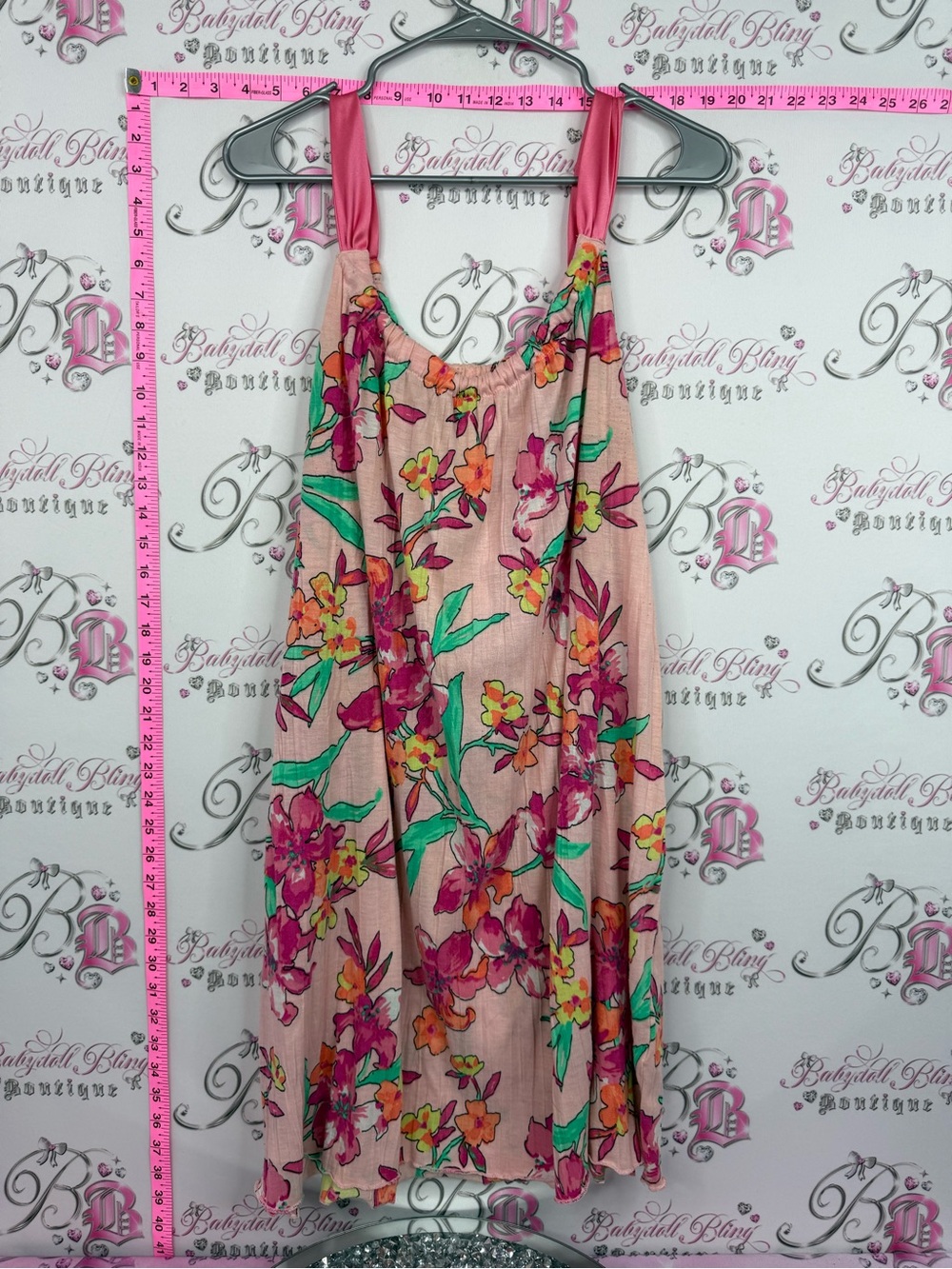 Jaclyn Smith Pink Floral Summer Dress with Multicolor Blooms